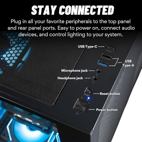Panorama Gaming Desktop PC (NVIDIA RTX 4060, AMD Ryzen 7 5700X Processor, 32GB DDR4 RAM, 1TB NVMe M.2 SSD, WiFi + BT, HDMI + DP, KB&M, Windows 11 Pro) Best 2025 RGB Prebuilt Tower Computer for Gamers