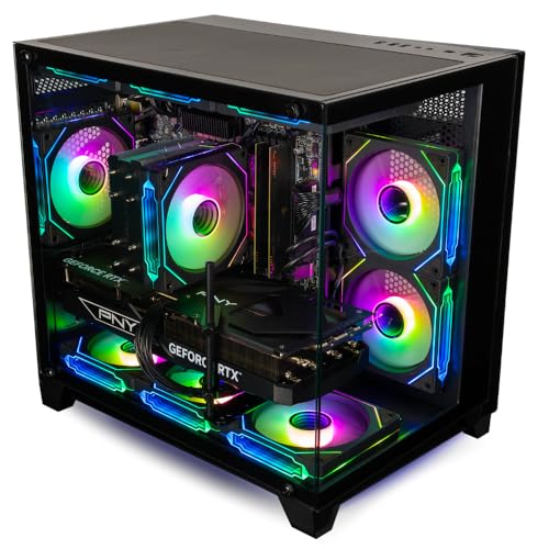 Panorama Gaming Desktop PC (NVIDIA RTX 4060, AMD Ryzen 7 5700X Processor, 32GB DDR4 RAM, 1TB NVMe M.2 SSD, WiFi + BT, HDMI + DP, KB&M, Windows 11 Pro) Best 2025 RGB Prebuilt Tower Computer for Gamers