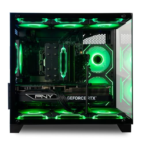Panorama Gaming Desktop PC (NVIDIA RTX 4060, AMD Ryzen 7 5700X Processor, 32GB DDR4 RAM, 1TB NVMe M.2 SSD, WiFi + BT, HDMI + DP, KB&M, Windows 11 Pro) Best 2025 RGB Prebuilt Tower Computer for Gamers