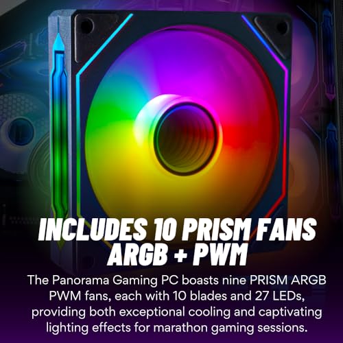 Panorama Gaming Desktop PC (NVIDIA RTX 4060, AMD Ryzen 7 5700X Processor, 32GB DDR4 RAM, 1TB NVMe M.2 SSD, WiFi + BT, HDMI + DP, KB&M, Windows 11 Pro) Best 2025 RGB Prebuilt Tower Computer for Gamers