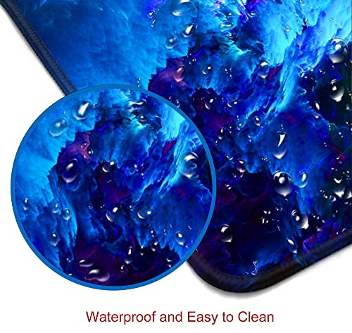 SANWUMIAN Gaming Mouse Pad, Large Non-Slip Rubber Base Mousepad, Keyboard Mouse Mat, Desk Pad with Stitched Edges, 31.5x11.8inch, Dazzling Galaxy