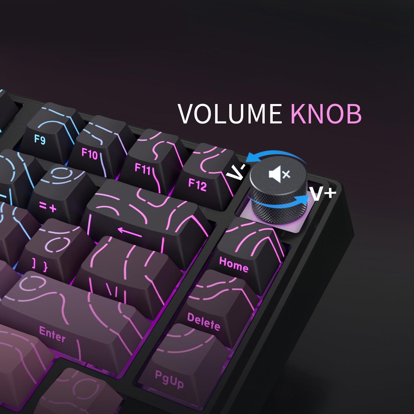 MOLGRIA x SKYLOONG 75% Gaming Keyboard, GK75 HE USB Wired Magnetic-Switch Mechanical Keyboard with Cherry Profile Double-Shot PBT Keycaps, South-Facing RGB Backlit and Knob(BlackBerry Horizon Line)