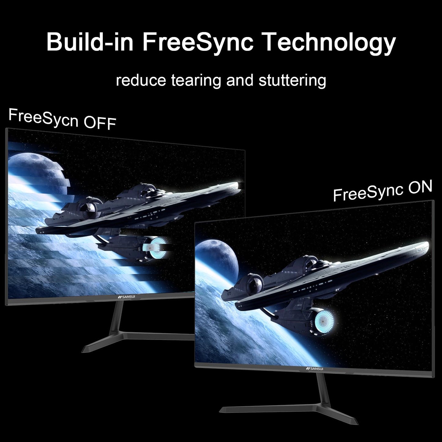 SANSUI 27 Inch Monitor, IPS 100Hz Computer Monitor Full HD 1920 x 1080P with HDMI VGA Interface, Eye Care, Frameless, 100 x 100mm VESA Mountable (HDMI Cable Included)