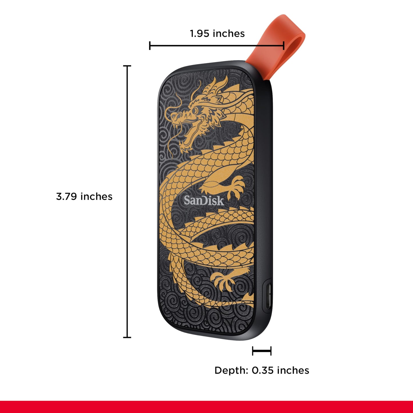 SanDisk 1TB Portable SSD, Dragon Edition - Up to 800MB/s, USB-C, USB 3.2 Gen 2, Updated Firmware - External Solid State Drive - SDSSDE30-1T00-GD25