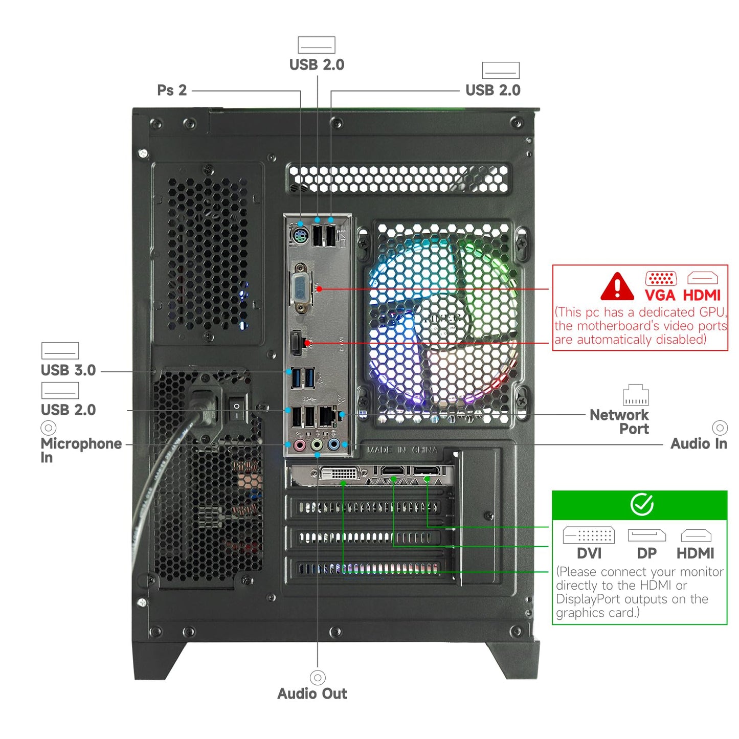 Gaming PC Desktop Intel 12th I5-12400F, 6 core 2.5GHz Desktop Computer, GeForce RTX3050, 32G DDR4 RAM, 1TB NVME SSD, Tower Computer for Gaming, Home and Office (Black)