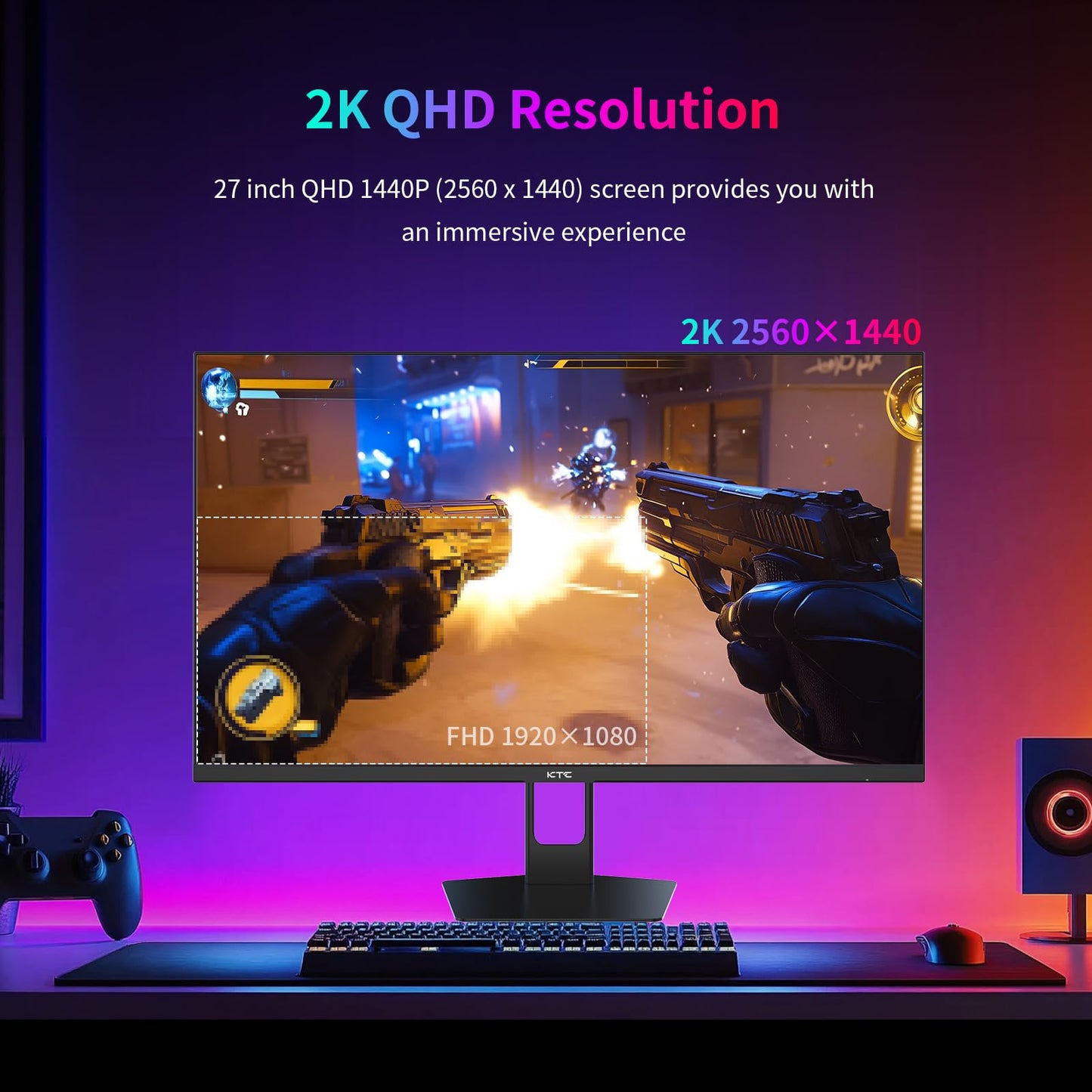 KTC 27 Inch Gaming Monitor 240Hz 1440P QHD Computer Monitor, FreeSync G-Sync Compatible, 1ms 2K Gamer Monitor with HDR, 130% sRGB, HDMI DisplayPort, Tilt Adjustable, Eye Care,H27E22S