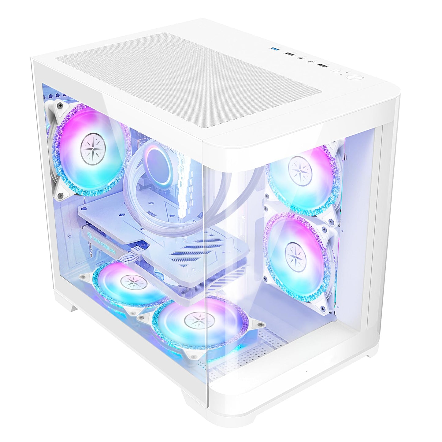 Poseidon Gaming PC Desktop - GeForce RTX 4060 - AMD Ryzen 7 5700X 8-Core 3.4GHz - 32GB DDR4 3200MHz - 1TB M.2 +1TB SATA SSD - WIFI & Bluetooth - 240 Liquid Cooler - Windows 11 Pro Computer - White