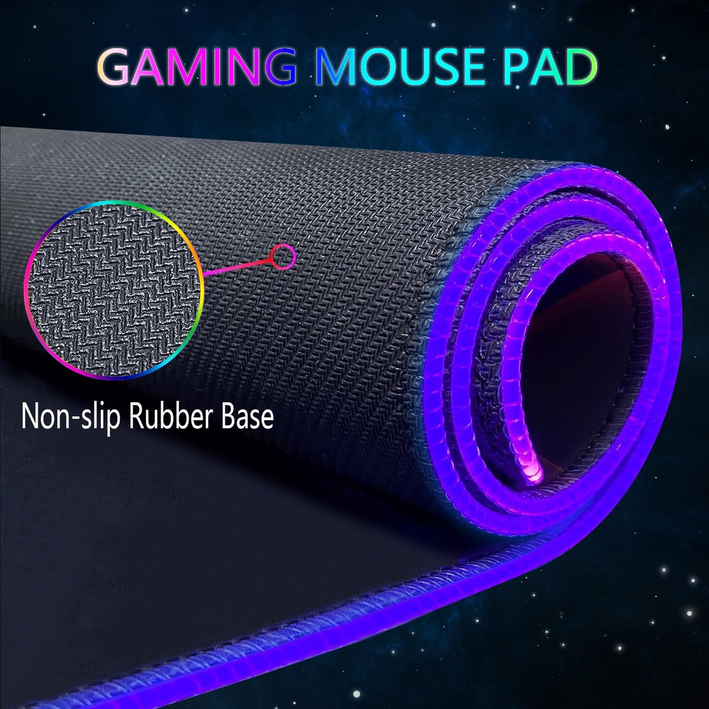 Armanza RGB Gaming Mouse Pad, Large Mousepad with Led Light, Keyboard Pad Gaming Accessories for Desk, Non-Slip Rubber Base Big Mouse Mat for Gamer, 31.5 X 11.8 Inch, Dazzling Galaxy