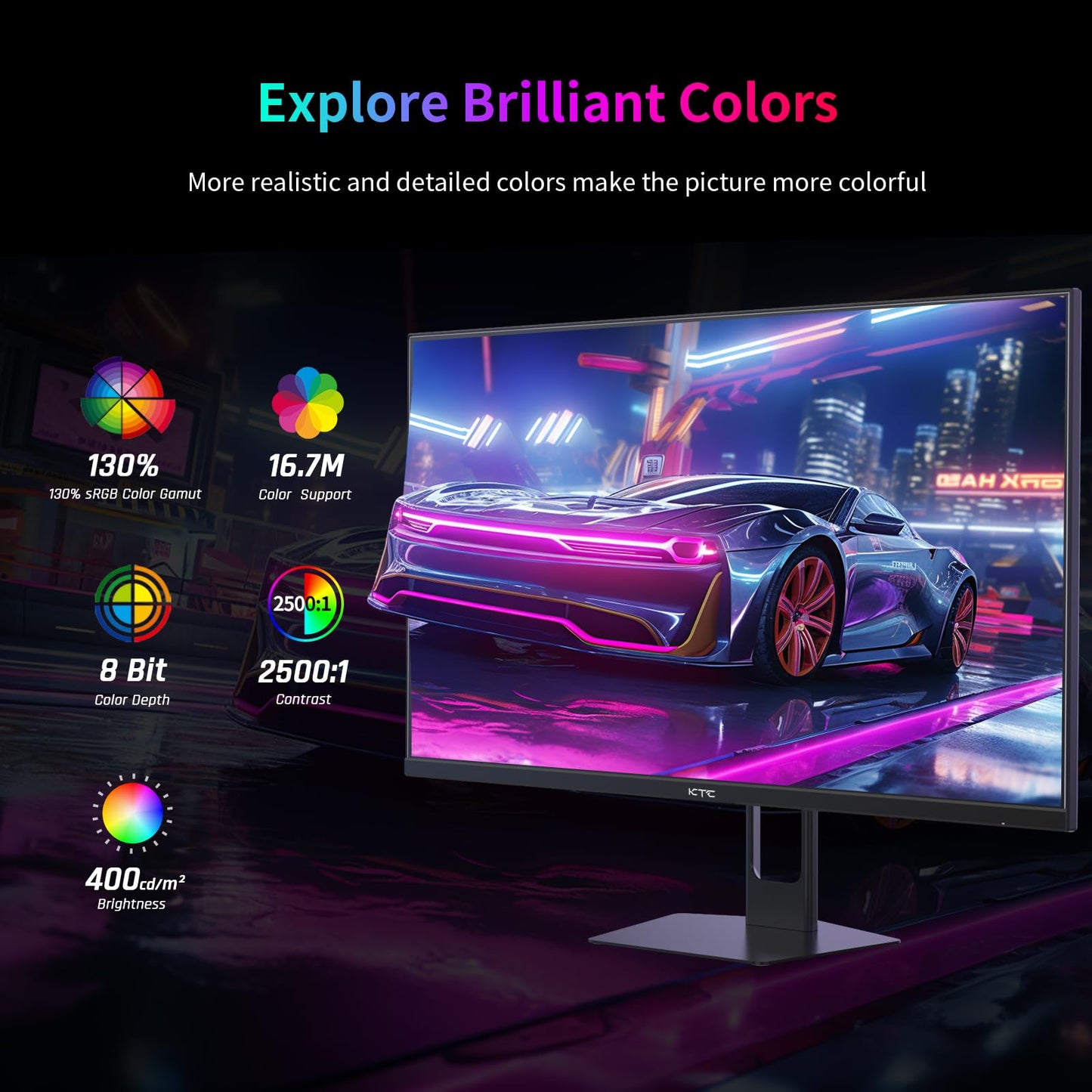 KTC 27 Inch Gaming Monitor 240Hz 1440P QHD Computer Monitor, FreeSync G-Sync Compatible, 1ms 2K Gamer Monitor with HDR, 130% sRGB, HDMI DisplayPort, Tilt Adjustable, Eye Care,H27E22S