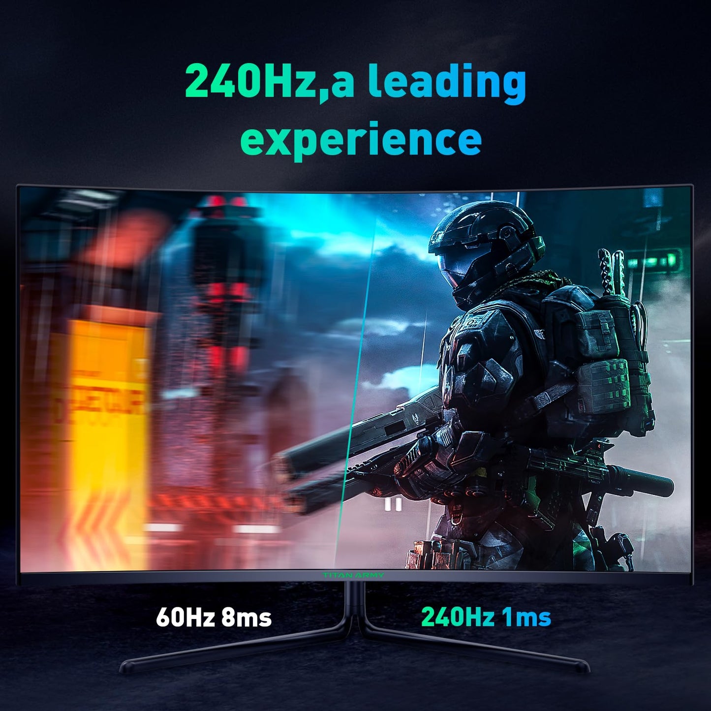 TITAN ARMY 32 Inch 240Hz 1440P Gaming Monitor Curved, 2K QHD 2560 x 1440 1ms, Adaptive Sync, 1500R Frameless VA, 124% sRGB, HDMI 2.1, DisplayPort 1.4, HDR400, Low Blue Light, VESA 75 * 75, C32C1S