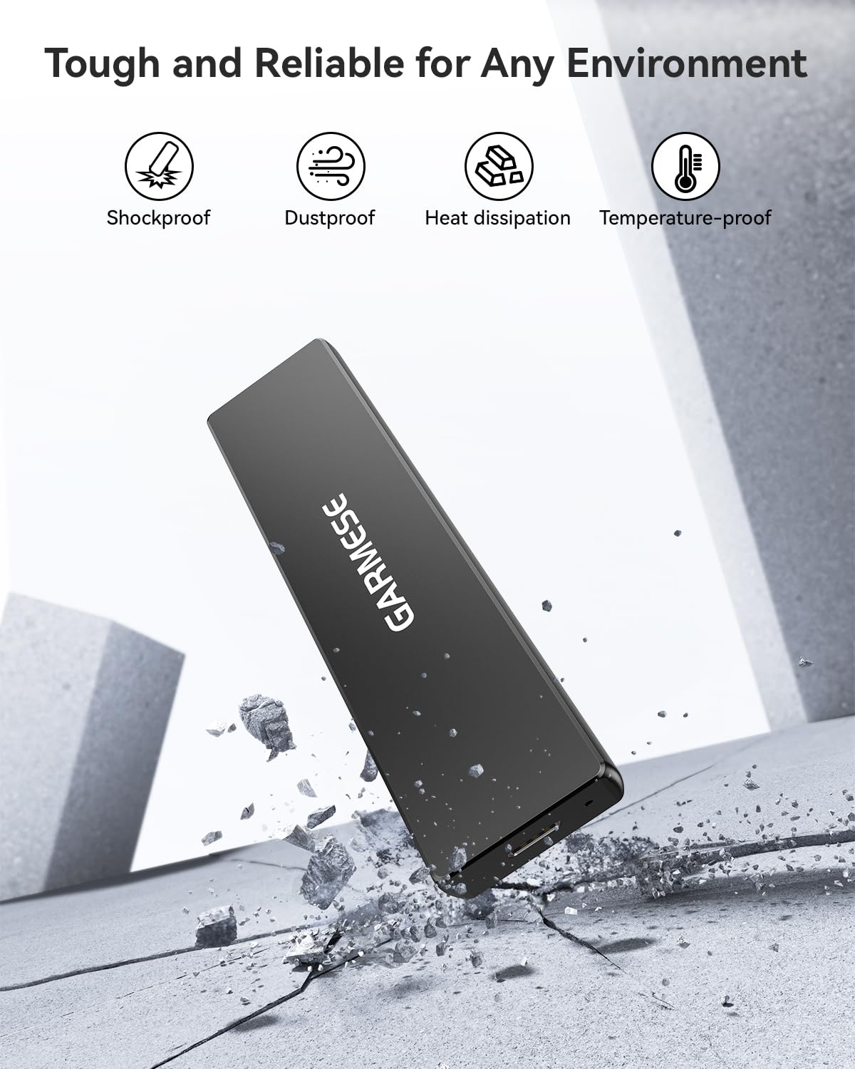 GARMESE External SSD 512GB Portable SSD Speed Up to 1000MB/s USB 3.2 Gen 2, External Solid State Drives with Type-C Cable, External Hard Drive for PC Mac Game Console