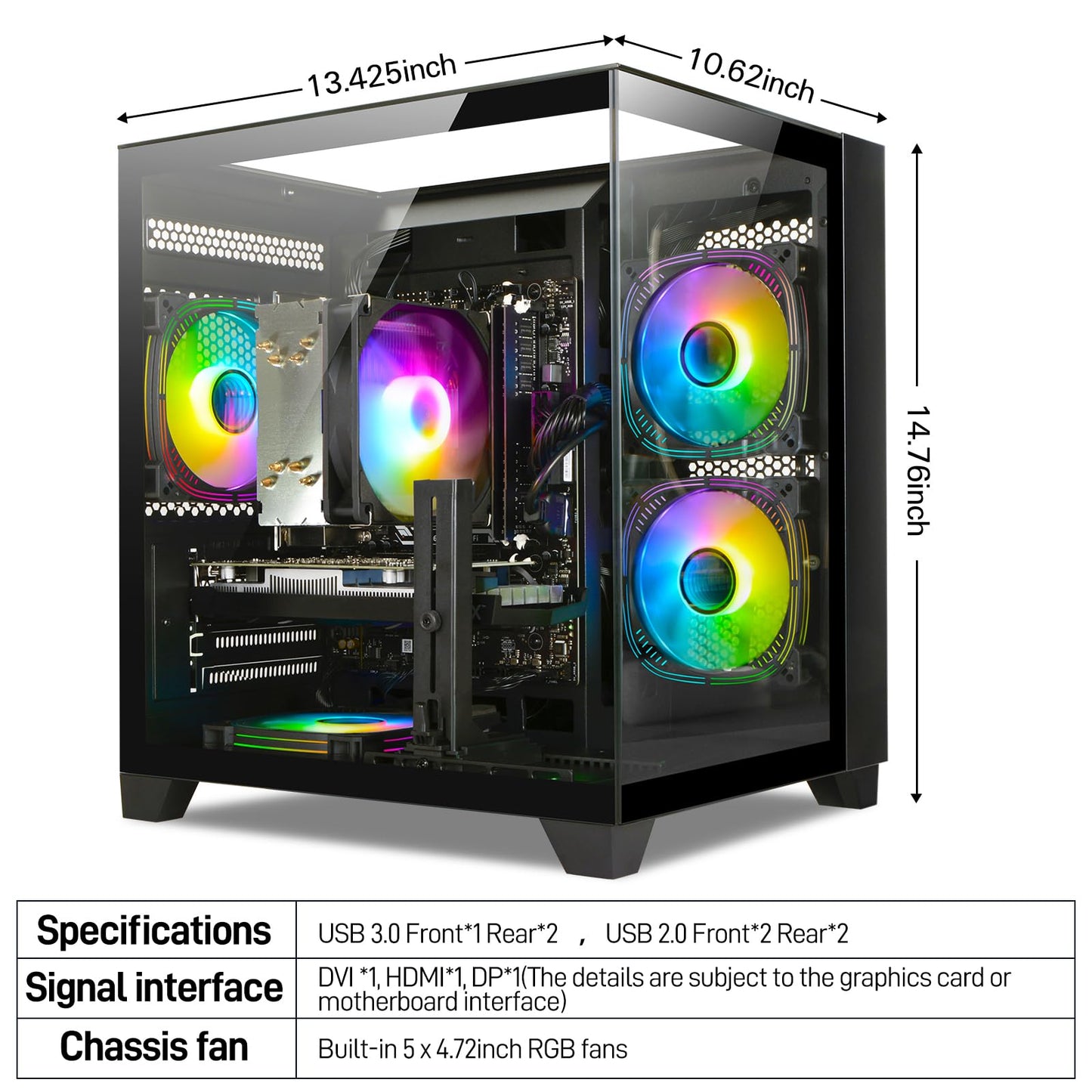 Gaming PC Desktop Intel 12th I5-12400F, 6 core 2.5GHz Desktop Computer, GeForce RTX3050, 32G DDR4 RAM, 1TB NVME SSD, Tower Computer for Gaming, Home and Office (Black)