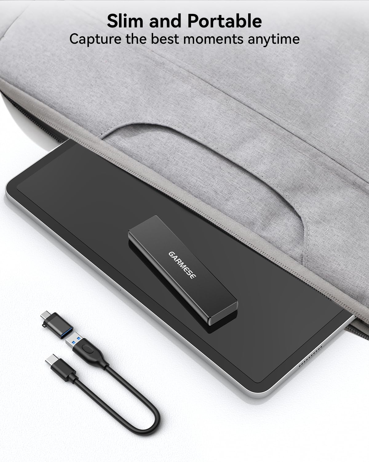 GARMESE External SSD 512GB Portable SSD Speed Up to 1000MB/s USB 3.2 Gen 2, External Solid State Drives with Type-C Cable, External Hard Drive for PC Mac Game Console