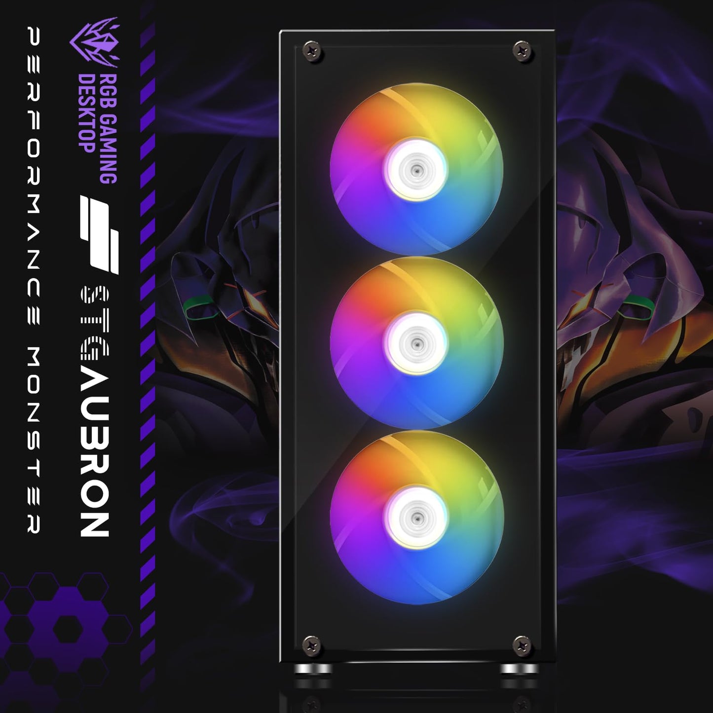 STGAubron Gaming PC Desktop, GeForce RTX 2060 Super 8G GDDR6, Intel Core i7-6700 up to 4.0G, 32G DDR4, 1T SSD, 600M WiFi, BT 5.0, RGB Fan x 6, Windows 10 Home