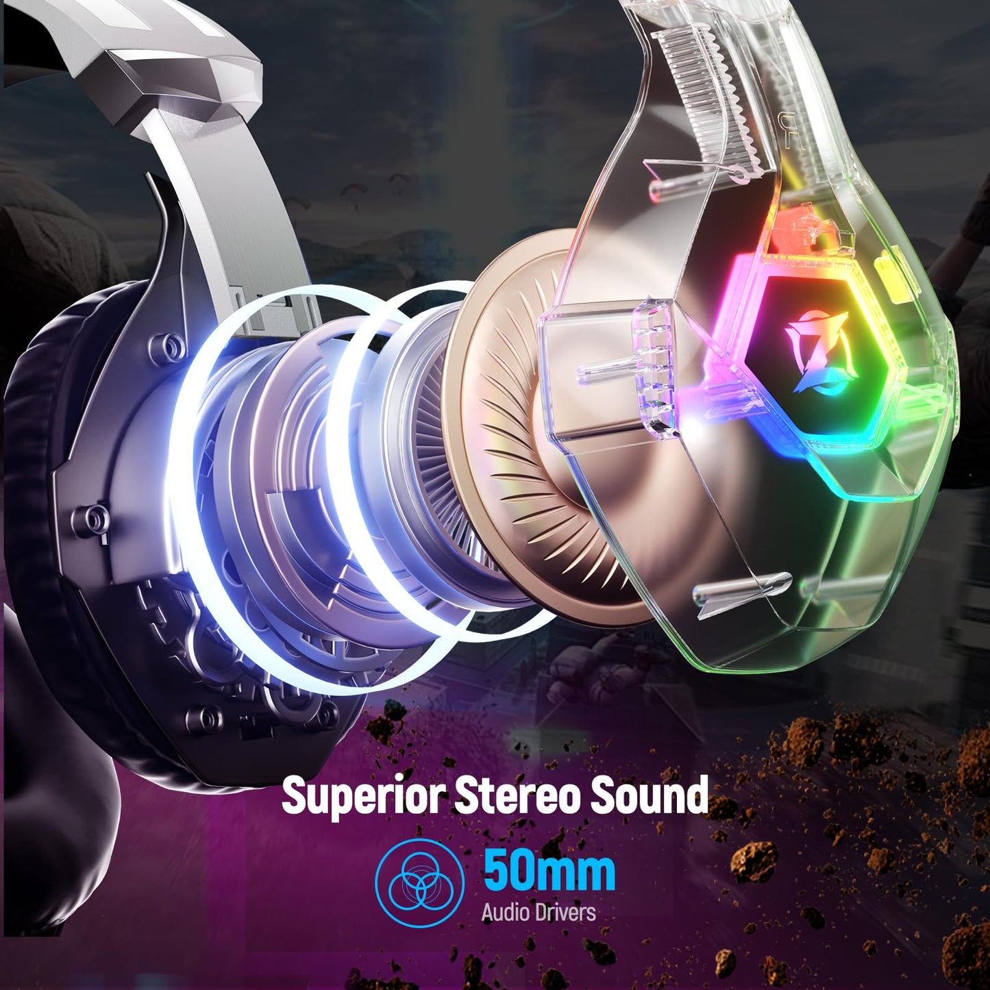 Ozeino Gaming Headset for PC, Ps4, Ps5, Xbox Headset with 7.1 Surround Sound, Gaming Headphones with Noise Cancelling Mic, Over Ear Headphones for Switch, GEM Box, Atari 2600 System, Sega Game Gear