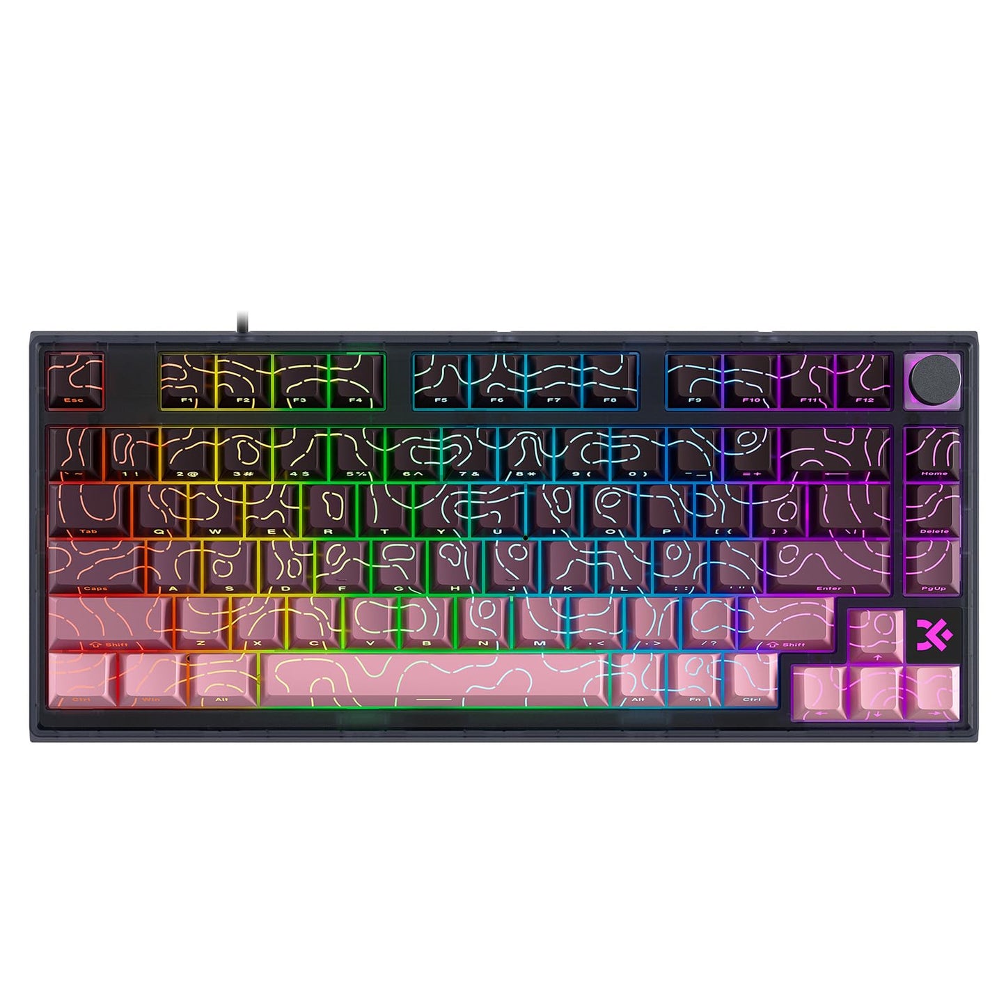 MOLGRIA x SKYLOONG 75% Gaming Keyboard, GK75 HE USB Wired Magnetic-Switch Mechanical Keyboard with Cherry Profile Double-Shot PBT Keycaps, South-Facing RGB Backlit and Knob(BlackBerry Horizon Line)