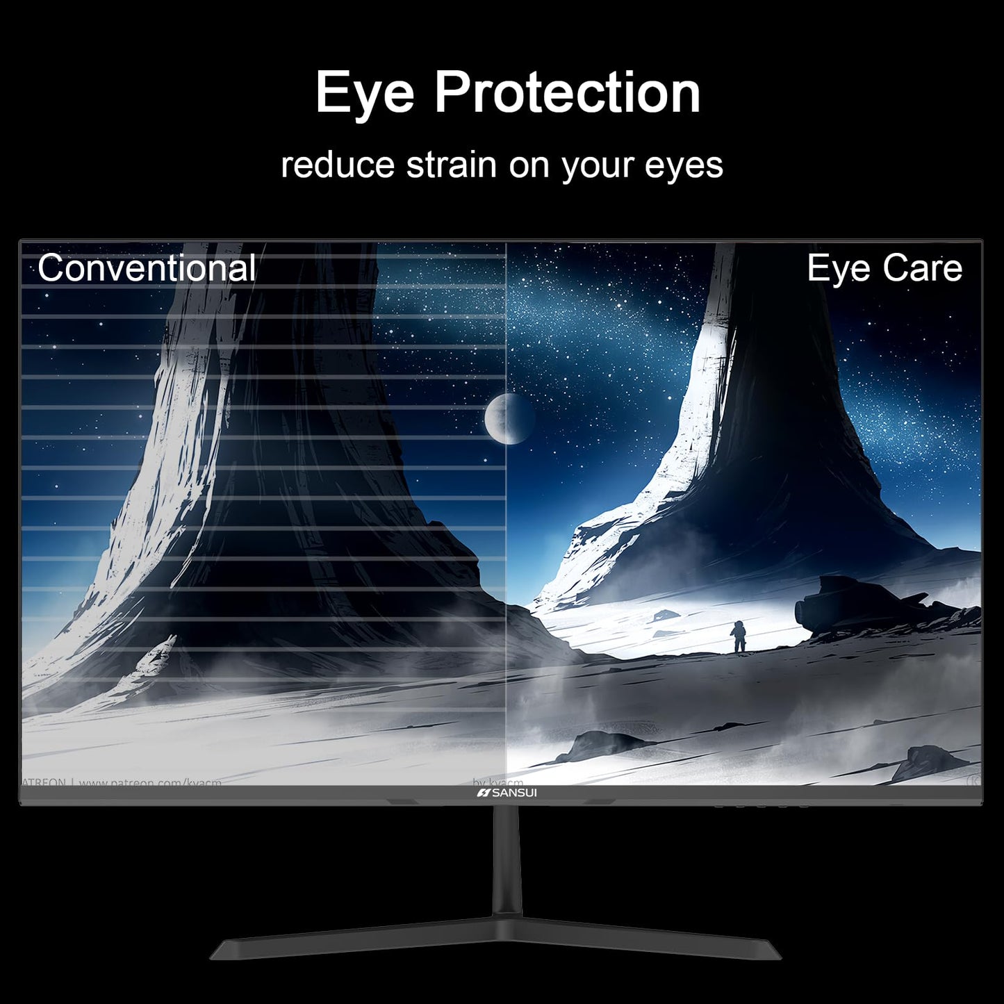SANSUI 27 Inch Monitor, IPS 100Hz Computer Monitor Full HD 1920 x 1080P with HDMI VGA Interface, Eye Care, Frameless, 100 x 100mm VESA Mountable (HDMI Cable Included)