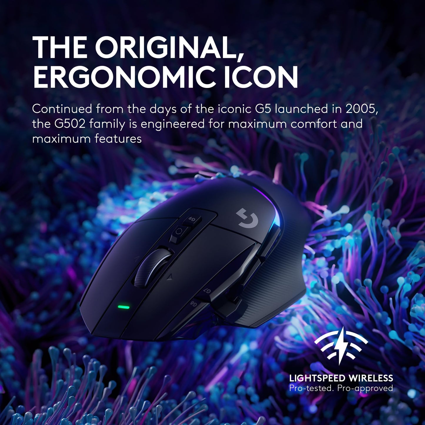 Logitech G502 X Plus Lightspeed Wireless Optical Mouse - LIGHTFORCE hybrid switches, LIGHTSYNC RGB, HERO 25K gaming sensor, compatible with PC - macOS/Windows - Black