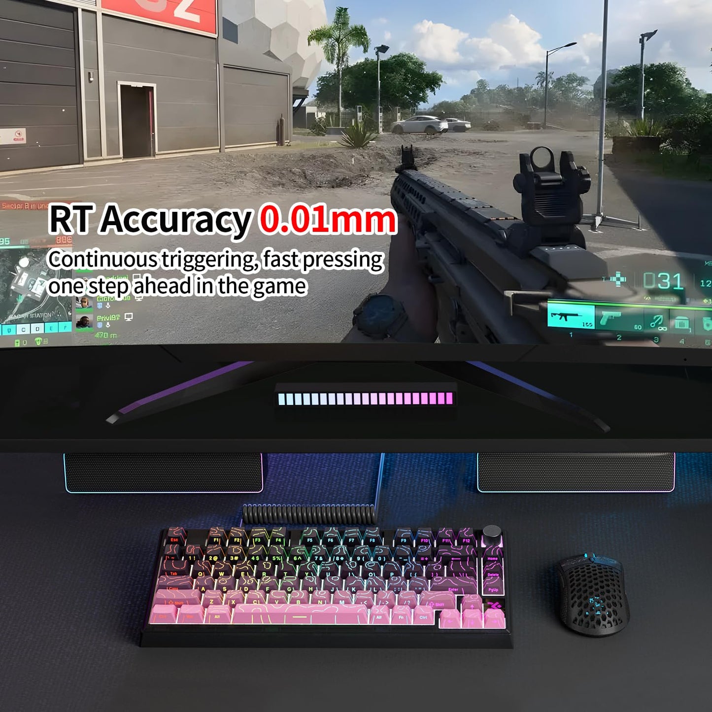 MOLGRIA x SKYLOONG 75% Gaming Keyboard, GK75 HE USB Wired Magnetic-Switch Mechanical Keyboard with Cherry Profile Double-Shot PBT Keycaps, South-Facing RGB Backlit and Knob(BlackBerry Horizon Line)