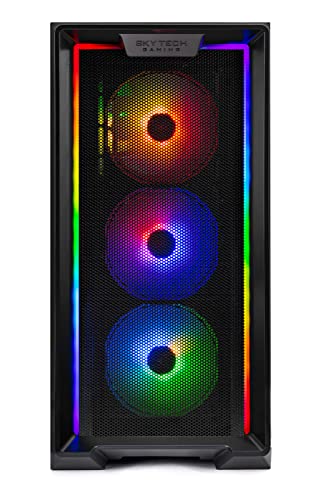 Skytech Nebula Gaming PC Desktop, Ryzen 5 5600 3.5 Ghz (4.4GHz Turbo Boost), NVIDIA RTX 3050 6GB GDDR6, 1TB SSD, 16GB DDR4 RAM 3200, 650W Gold PSU, Wi-Fi, Win 11 Home