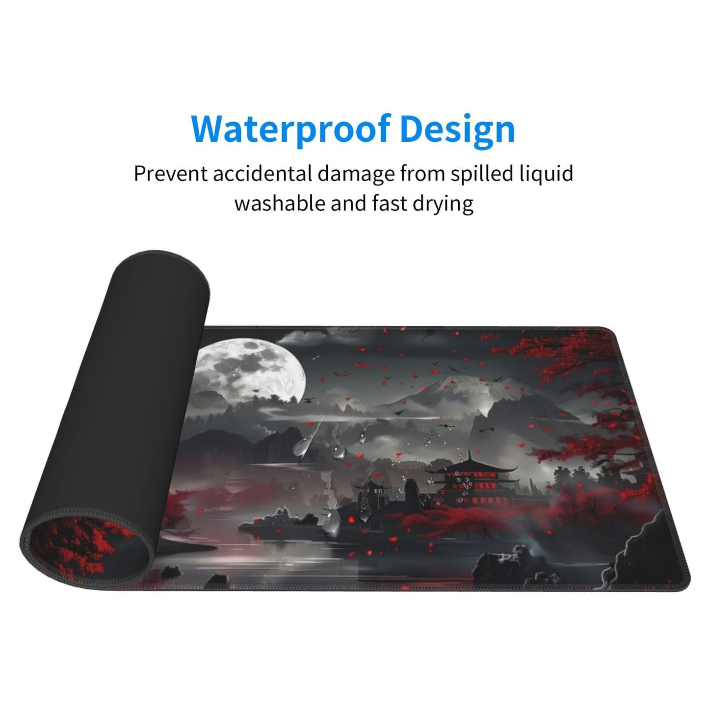 Extended Gaming Mouse Pad, Large Desk Mat XL Anime Mouse Pad Waterproof with Stitched Edges, Non-Slip Desktop Pad for Home and Office, Level Up Your 31.5x11.8 Inch (Night Lake)