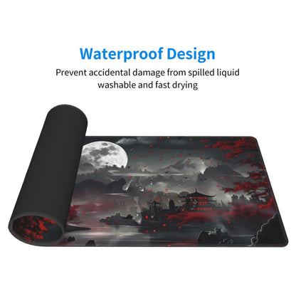 Extended Gaming Mouse Pad, Large Desk Mat XL Anime Mouse Pad Waterproof with Stitched Edges, Non-Slip Desktop Pad for Home and Office, Level Up Your 31.5x11.8 Inch (Night Lake)