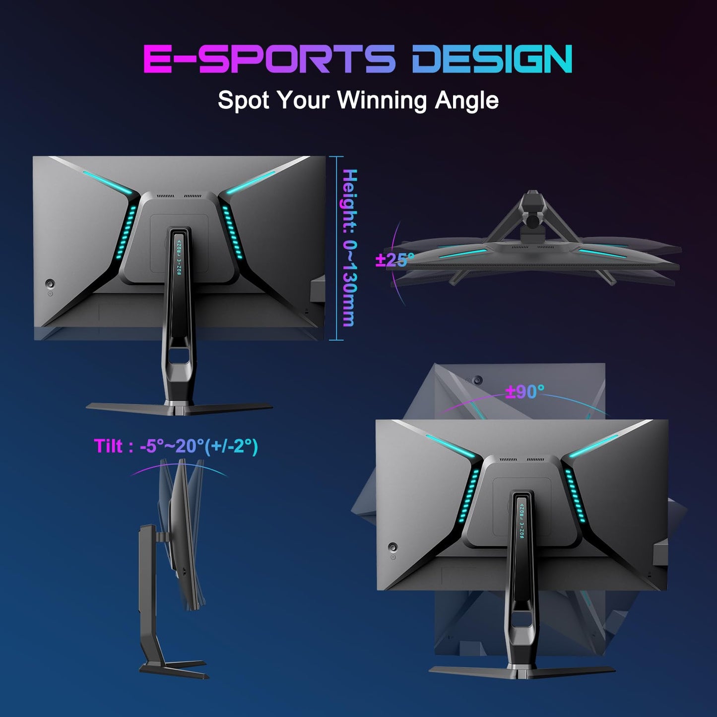 SANSUI 27 Inch WQHD 240Hz Gaming Monitor 1440P-1ms AMD FreeSync 丨DCI-P3 98% 丨Fast IPS丨Speakers丨HDR10 丨2×DisplayPort 1.4丨2×HDMI丨Height Adjustable Vertical/Horizontal Rotating Gaming PC Monitor