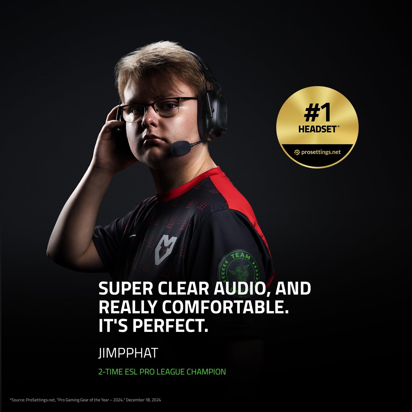 Razer BlackShark V2 Pro Wireless Gaming Headset 2023 Edition: Detachable Mic - Pro-Tuned FPS Profiles - 50mm Drivers - Noise-Isolating Earcups w/Ultra-Soft Memory Foam - 70 Hr Battery Life - Black
