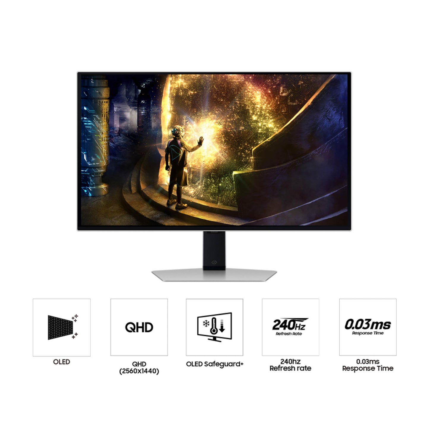 SAMSUNG 27” Odyssey OLED G6 (G61SD) QHD & QD-OLED 240Hz 0.03ms FreeSync Premium Pro Gaming Monitor with Sleek Metal Design, 3 Year Warranty, US, LS27DG610SNXZA, 2024