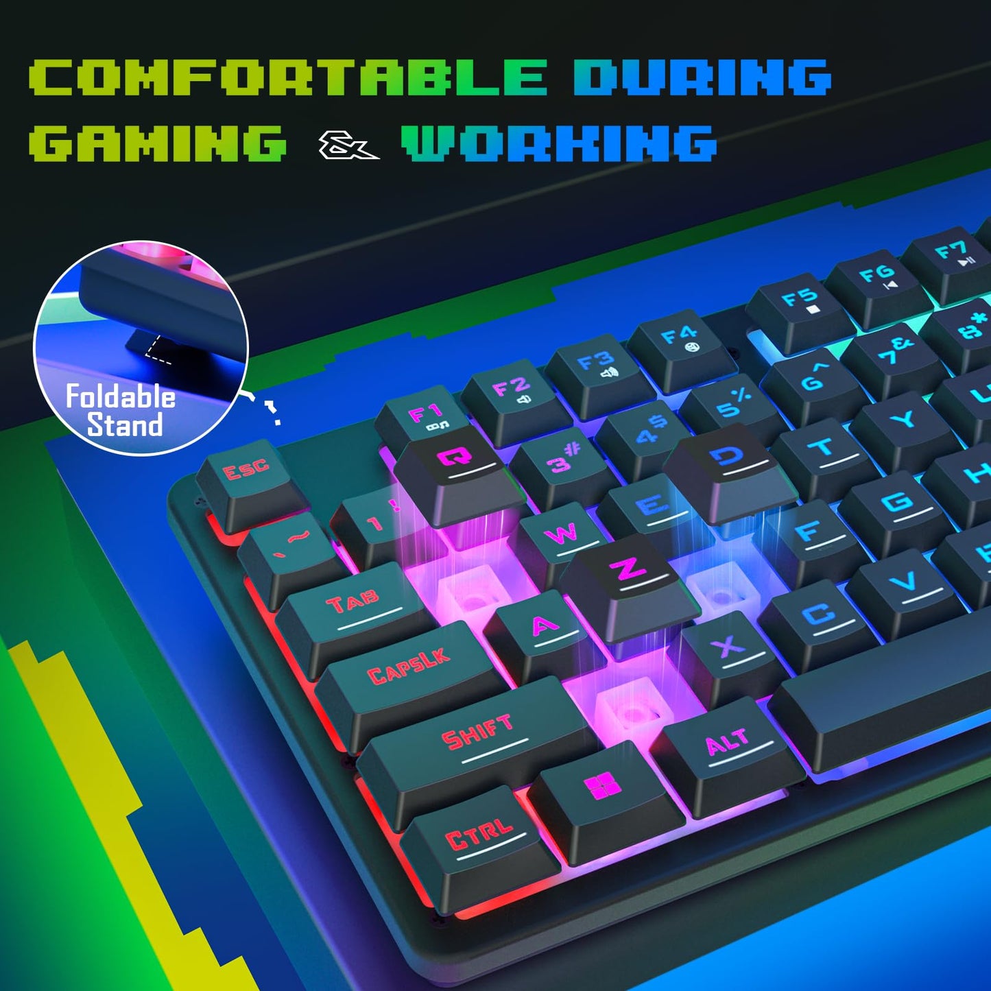 Redragon Updated S107 Gaming Keyboard and Mouse, RGB Gaming Keyboard and 5000 DPI Mouse Combo with 25-Key Anti-Ghosting, 1K Hz Programmable Mice with Software, Plug & Play to PC, Laptop [Upgrade]