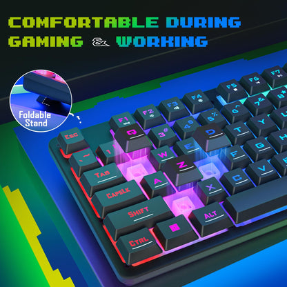 Redragon Updated S107 Gaming Keyboard and Mouse, RGB Gaming Keyboard and 5000 DPI Mouse Combo with 25-Key Anti-Ghosting, 1K Hz Programmable Mice with Software, Plug & Play to PC, Laptop [Upgrade]