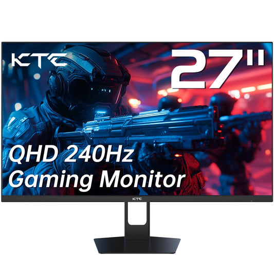 KTC 27 Inch Gaming Monitor 240Hz 1440P QHD Computer Monitor, FreeSync G-Sync Compatible, 1ms 2K Gamer Monitor with HDR, 130% sRGB, HDMI DisplayPort, Tilt Adjustable, Eye Care,H27E22S