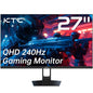 KTC 27 Inch Gaming Monitor 240Hz 1440P QHD Computer Monitor, FreeSync G-Sync Compatible, 1ms 2K Gamer Monitor with HDR, 130% sRGB, HDMI DisplayPort, Tilt Adjustable, Eye Care,H27E22S