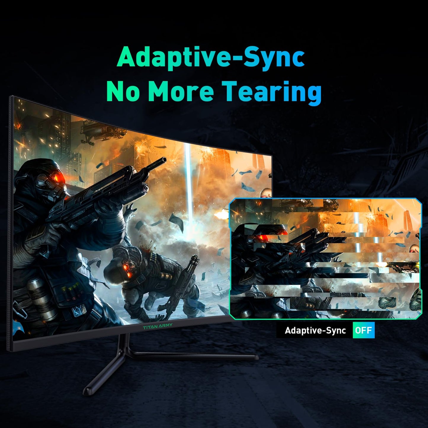 TITAN ARMY 32 Inch 240Hz 1440P Gaming Monitor Curved, 2K QHD 2560 x 1440 1ms, Adaptive Sync, 1500R Frameless VA, 124% sRGB, HDMI 2.1, DisplayPort 1.4, HDR400, Low Blue Light, VESA 75 * 75, C32C1S