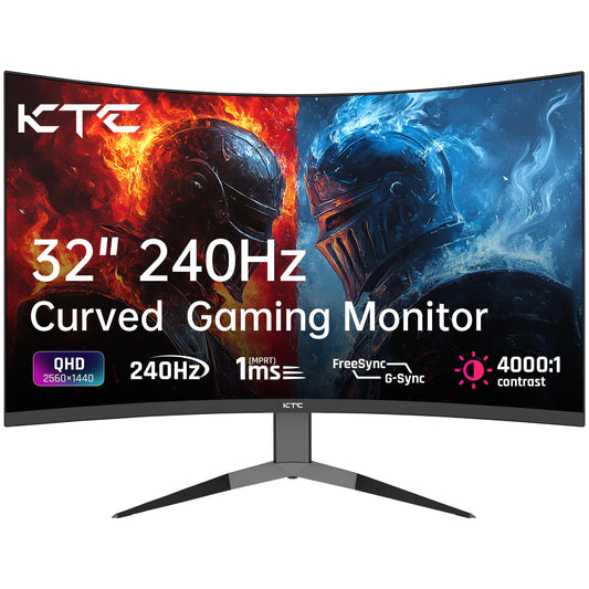 KTC 32 Inch 240Hz Curved Gaming Monitor, 2K 1440P Computer PC Monitor with 1000R 1ms Frameless, Adaptive Sync,122% sRGB, HDMI, DisplayPort, Tilt Adjustable, H32S25E