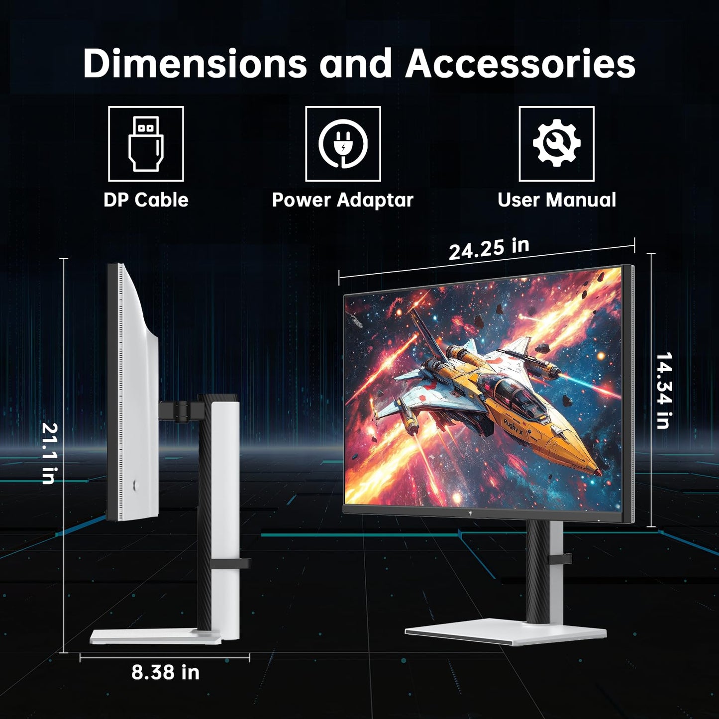 KTC 27 Inch White Gaming Monitor 300Hz/320Hz, QHD 1440P Fast IPS Computer Monitor with Adaptive FreeSync, HDR400, Height/Pivot/Swivel/Tilt Adjustable, DP&HDMI, H27E6
