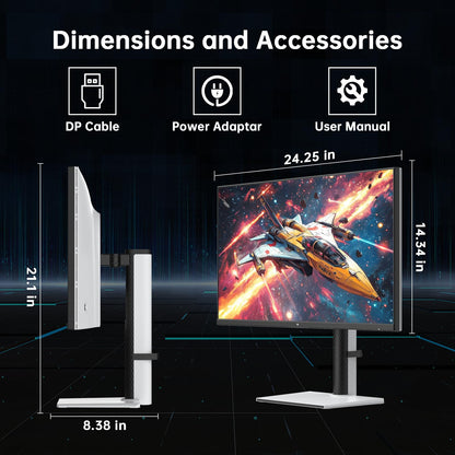 KTC 27 Inch White Gaming Monitor 300Hz/320Hz, QHD 1440P Fast IPS Computer Monitor with Adaptive FreeSync, HDR400, Height/Pivot/Swivel/Tilt Adjustable, DP&HDMI, H27E6