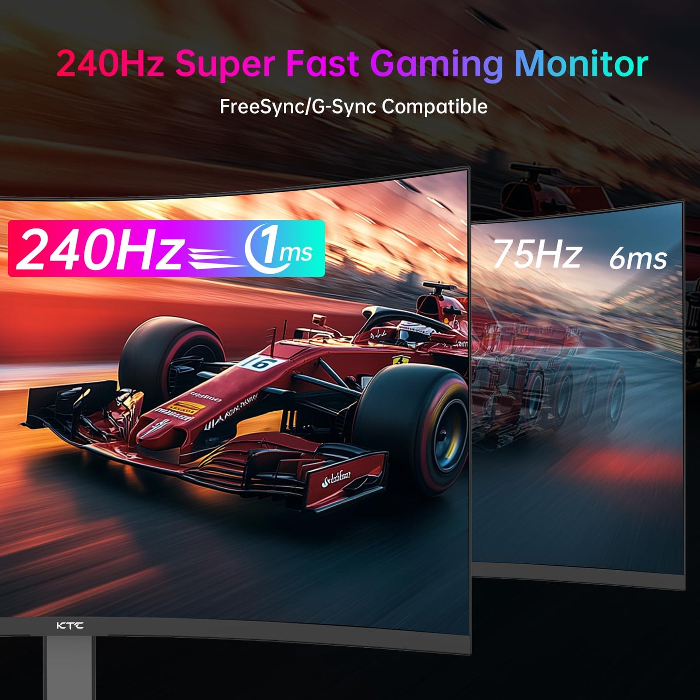 KTC 32 Inch 240Hz Curved Gaming Monitor, 2K 1440P Computer PC Monitor with 1000R 1ms Frameless, Adaptive Sync,122% sRGB, HDMI, DisplayPort, Tilt Adjustable, H32S25E