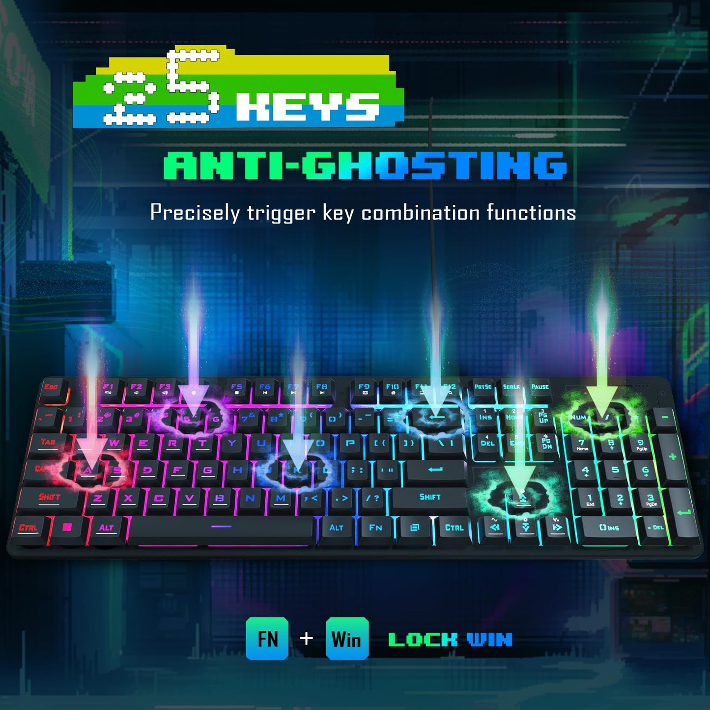 Redragon Updated S107 Gaming Keyboard and Mouse, RGB Gaming Keyboard and 5000 DPI Mouse Combo with 25-Key Anti-Ghosting, 1K Hz Programmable Mice with Software, Plug & Play to PC, Laptop [Upgrade]
