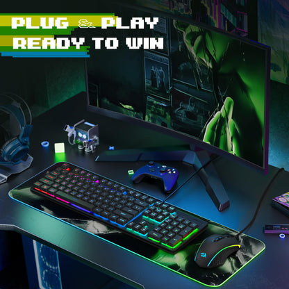 Redragon Updated S107 Gaming Keyboard and Mouse, RGB Gaming Keyboard and 5000 DPI Mouse Combo with 25-Key Anti-Ghosting, 1K Hz Programmable Mice with Software, Plug & Play to PC, Laptop [Upgrade]