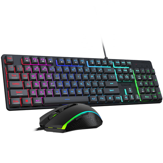 Redragon Updated S107 Gaming Keyboard and Mouse, RGB Gaming Keyboard and 5000 DPI Mouse Combo with 25-Key Anti-Ghosting, 1K Hz Programmable Mice with Software, Plug & Play to PC, Laptop [Upgrade]