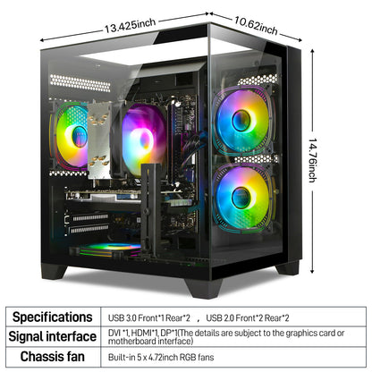 Gaming PC Desktop Intel 12th I5-12400F, 6 core 2.5GHz Desktop Computer, GeForce RTX3050, 32G DDR4 RAM, 1TB NVME SSD, Tower Computer for Gaming, Home and Office (Black)