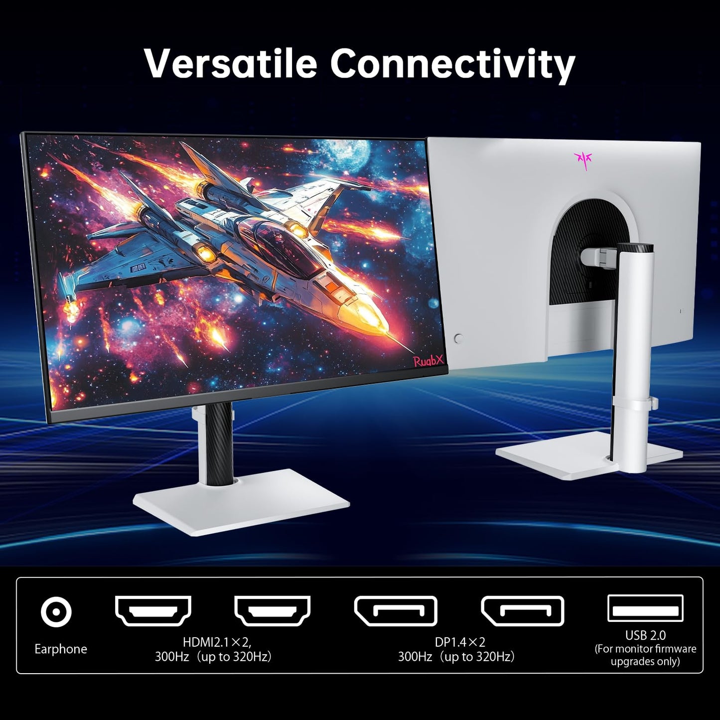 KTC 27 Inch White Gaming Monitor 300Hz/320Hz, QHD 1440P Fast IPS Computer Monitor with Adaptive FreeSync, HDR400, Height/Pivot/Swivel/Tilt Adjustable, DP&HDMI, H27E6