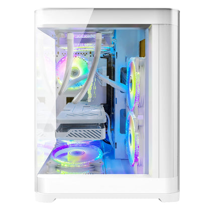 Poseidon Gaming PC Desktop - GeForce RTX 4060 - AMD Ryzen 7 5700X 8-Core 3.4GHz - 32GB DDR4 3200MHz - 1TB M.2 +1TB SATA SSD - WIFI & Bluetooth - 240 Liquid Cooler - Windows 11 Pro Computer - White