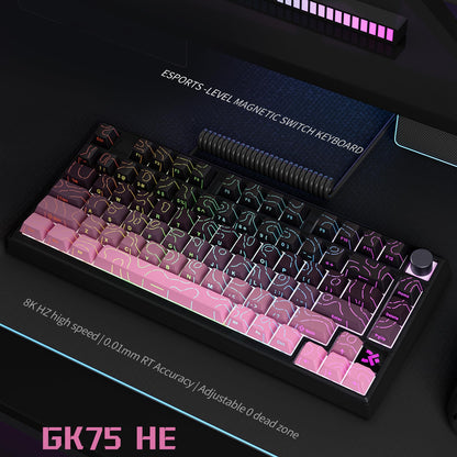 MOLGRIA x SKYLOONG 75% Gaming Keyboard, GK75 HE USB Wired Magnetic-Switch Mechanical Keyboard with Cherry Profile Double-Shot PBT Keycaps, South-Facing RGB Backlit and Knob(BlackBerry Horizon Line)