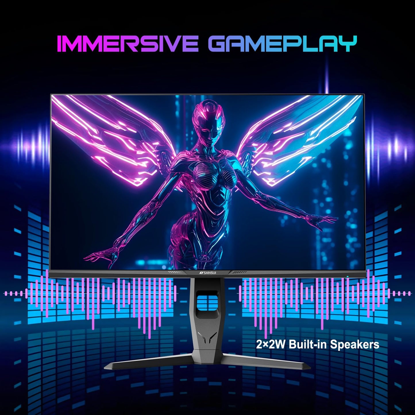 SANSUI 27 Inch WQHD 240Hz Gaming Monitor 1440P-1ms AMD FreeSync 丨DCI-P3 98% 丨Fast IPS丨Speakers丨HDR10 丨2×DisplayPort 1.4丨2×HDMI丨Height Adjustable Vertical/Horizontal Rotating Gaming PC Monitor