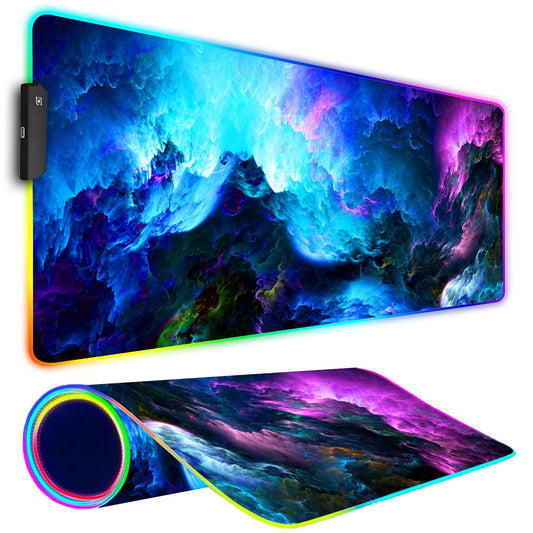 Armanza RGB Gaming Mouse Pad, Large Mousepad with Led Light, Keyboard Pad Gaming Accessories for Desk, Non-Slip Rubber Base Big Mouse Mat for Gamer, 31.5 X 11.8 Inch, Dazzling Galaxy