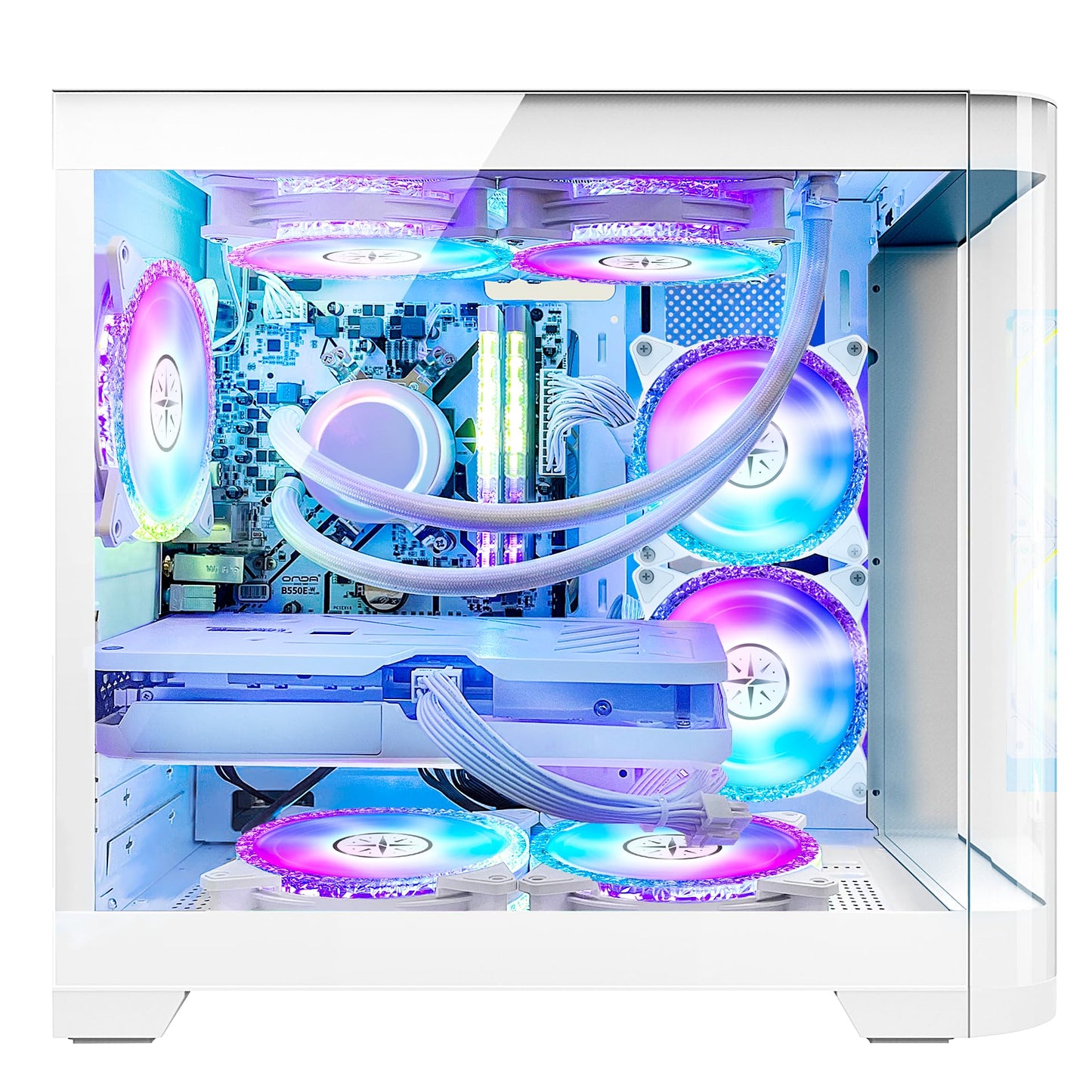 Poseidon Gaming PC Desktop - GeForce RTX 4060 - AMD Ryzen 7 5700X 8-Core 3.4GHz - 32GB DDR4 3200MHz - 1TB M.2 +1TB SATA SSD - WIFI & Bluetooth - 240 Liquid Cooler - Windows 11 Pro Computer - White