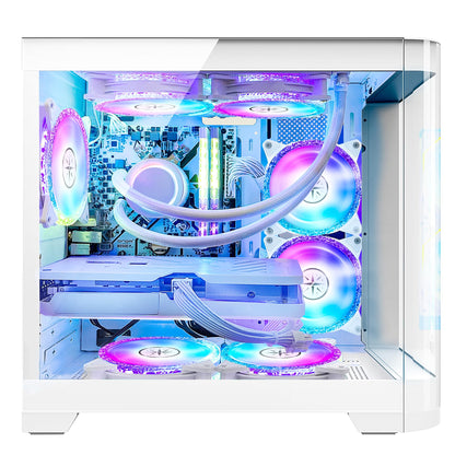 Poseidon Gaming PC Desktop - GeForce RTX 4060 - AMD Ryzen 7 5700X 8-Core 3.4GHz - 32GB DDR4 3200MHz - 1TB M.2 +1TB SATA SSD - WIFI & Bluetooth - 240 Liquid Cooler - Windows 11 Pro Computer - White