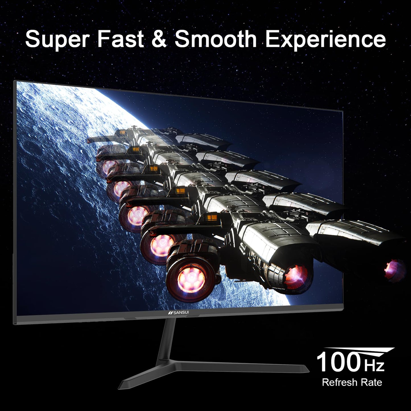 SANSUI 27 Inch Monitor, IPS 100Hz Computer Monitor Full HD 1920 x 1080P with HDMI VGA Interface, Eye Care, Frameless, 100 x 100mm VESA Mountable (HDMI Cable Included)